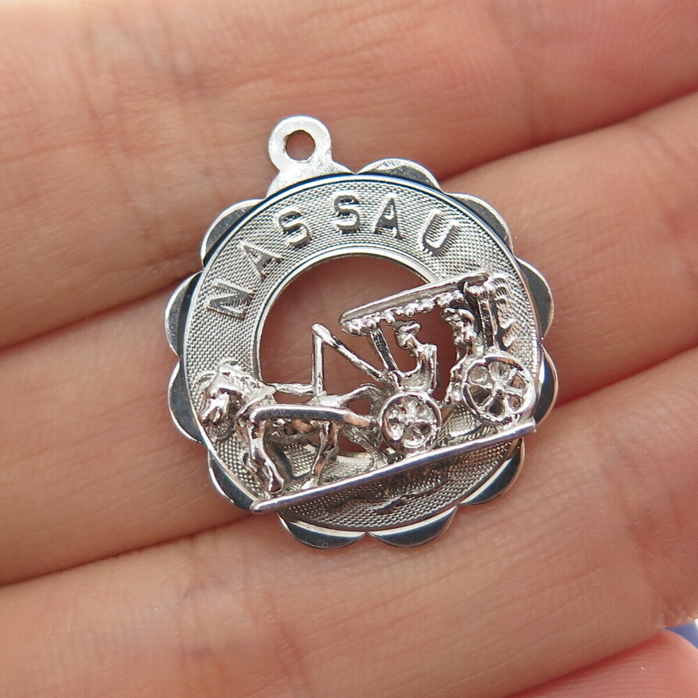 CREA 925 Sterling Silver Vintage Nassau Carriage Charm Pendant